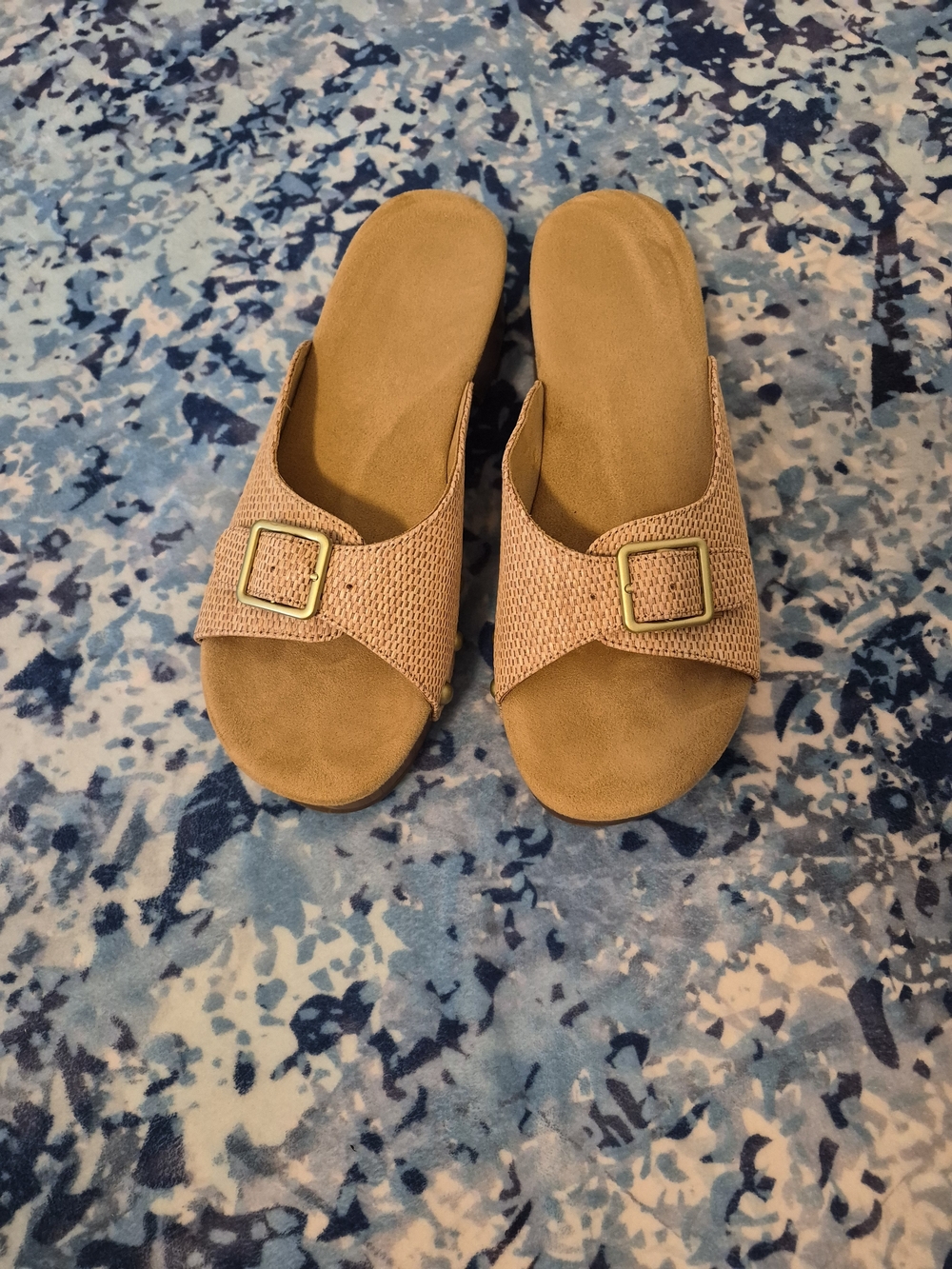 AEO Tan Slide Sandals with Buckle